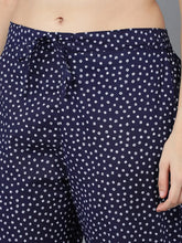 Women Navy Blue Pure Cotton Kurta Trousers With Dupatta Vkskd1478